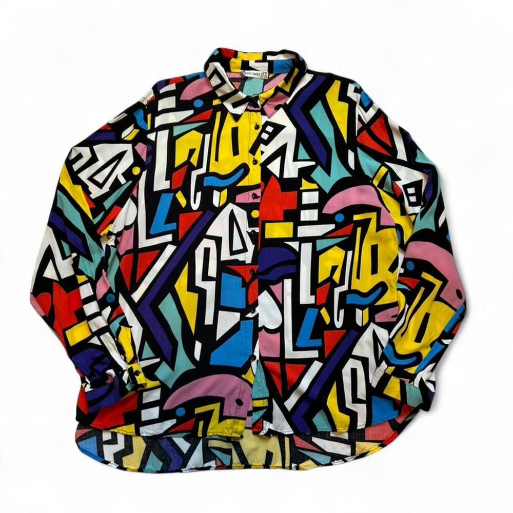 Big Dart Geometric Retro Button-Up Shirt EUR 54